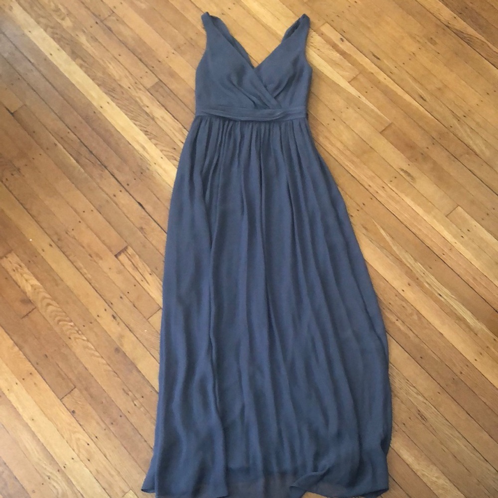 Adrianna by Adrianna Papell Gray Sleeveless Chiffom Drape Back Gown 4